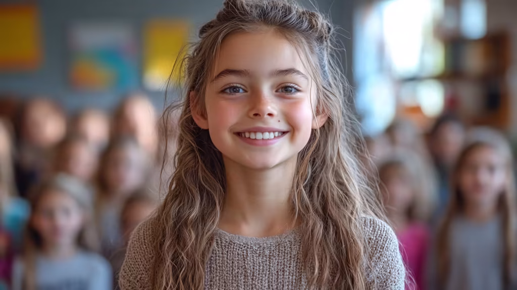 Young vocal student smiling and performing at K&M Music Company