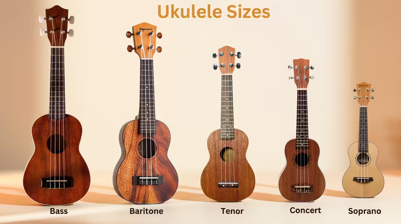 Ukulele size comparison chart: Soprano vs Concert vs Tenor