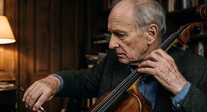 Cello player experiencing the emotional brain connection through music